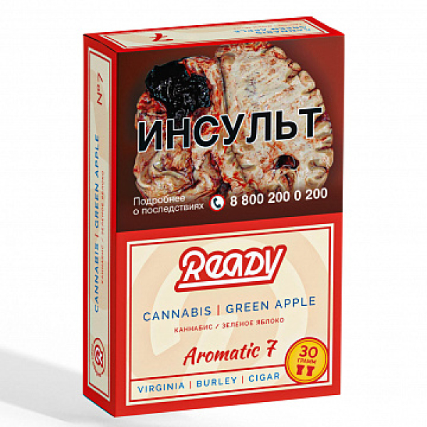 Табак READY №7 CANNABIS GREEN APPLE (Травяной Зелёное яблоко) 30 гр в Севастополе