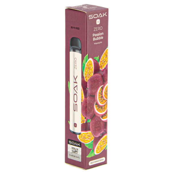 SOAK X ZERO Passion bubble 1500 затяжек (без никотина) в Севастополе