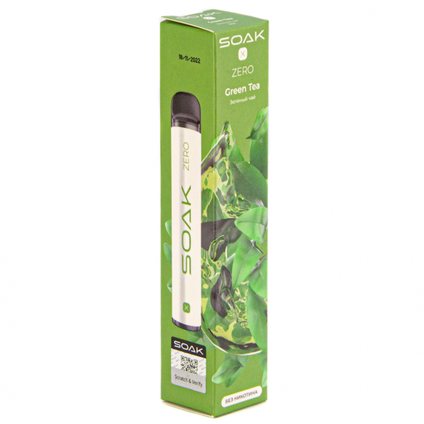 SOAK X ZERO Green tea 1500 затяжек (без никотина) в Севастополе