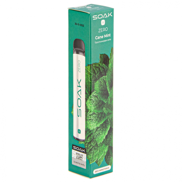 SOAK X ZERO Cane mint 1500 затяжек (без никотина) в Севастополе