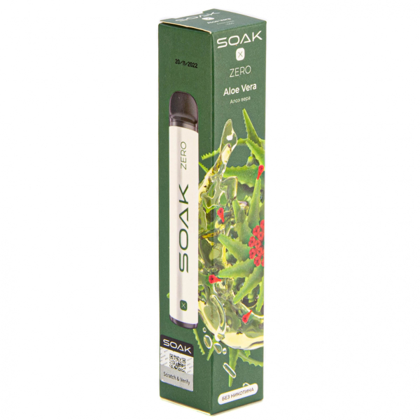 SOAK X ZERO Aloe vera 1500 затяжек (без никотина) в Севастополе