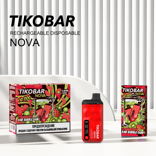 Электронка Tikobar Nova Клубника Киви Жвачка 10000 Затяжек в Севастополе