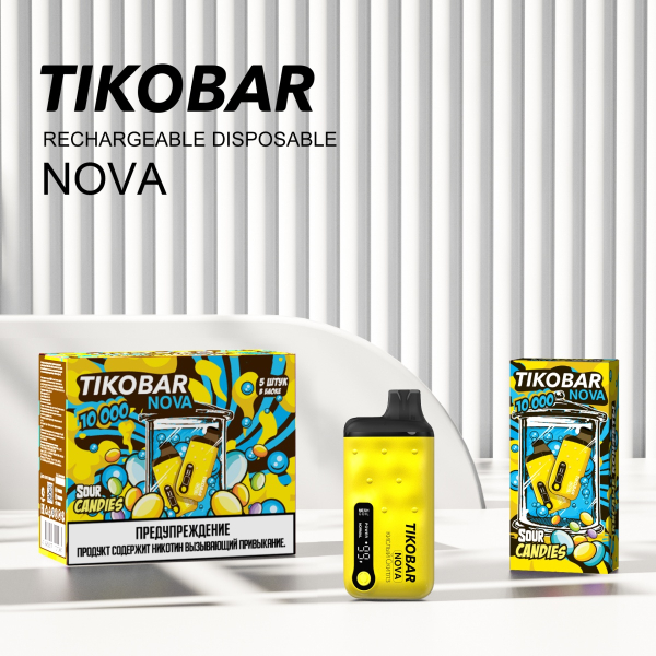 Электронка Tikobar Nova Кислые Конфеты 10000 Затяжек в Севастополе