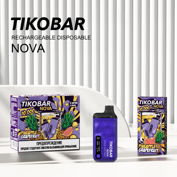 Электронка Tikobar Nova Ананас Грейпфрут 10000 Затяжек в Севастополе