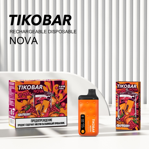 Электронка Tikobar Nova Персик Малина 10000 Затяжек в Севастополе