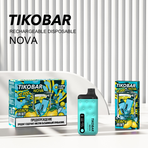 Электронка Tikobar Nova Лимон Мята 10000 Затяжек в Севастополе