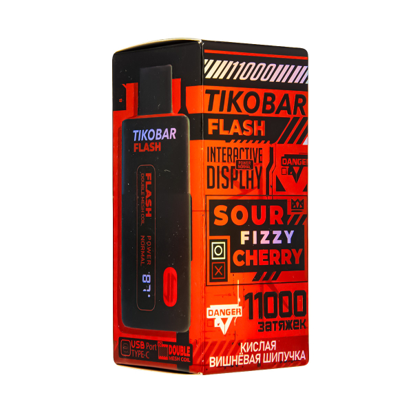 Электронка Tikobar Flash Кислая Вишнёвая Шипучка 11000 Затяжек в Севастополе