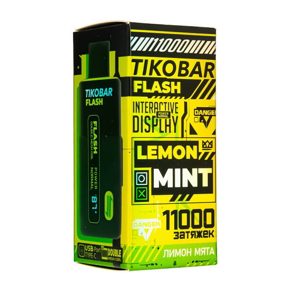 Электронка Tikobar Flash Лимон Мята 11000 Затяжек в Севастополе