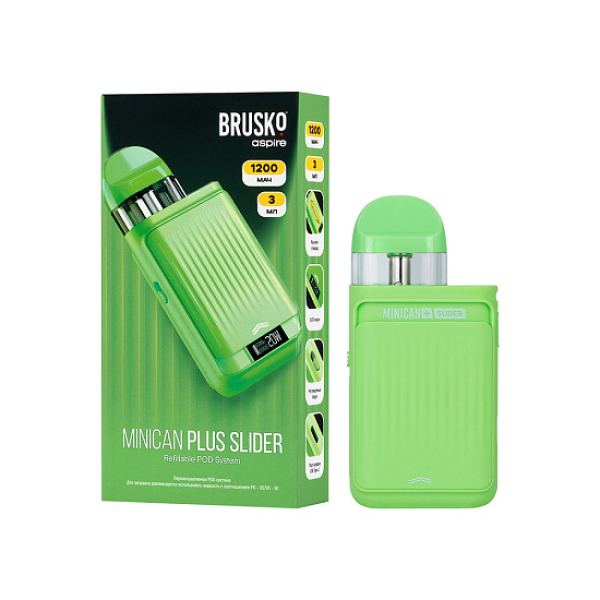POD-система Brusko Minican Plus Slider Зелёный в Севастополе