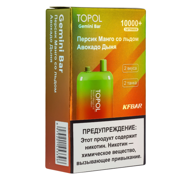 Электронка Topol Gemini Bar Peach Mango Ice | Avocado Melon 10000 тяг в Севастополе